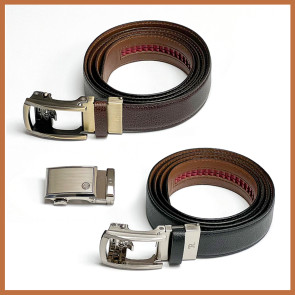 Brown & Black Rowland Thomas Luxury Belts Combo (Includes free brushed nickel OC buckle)