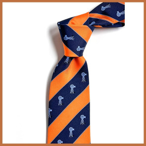 Bird Dog Bay OC Silk Tie – Navy/Orange Striped